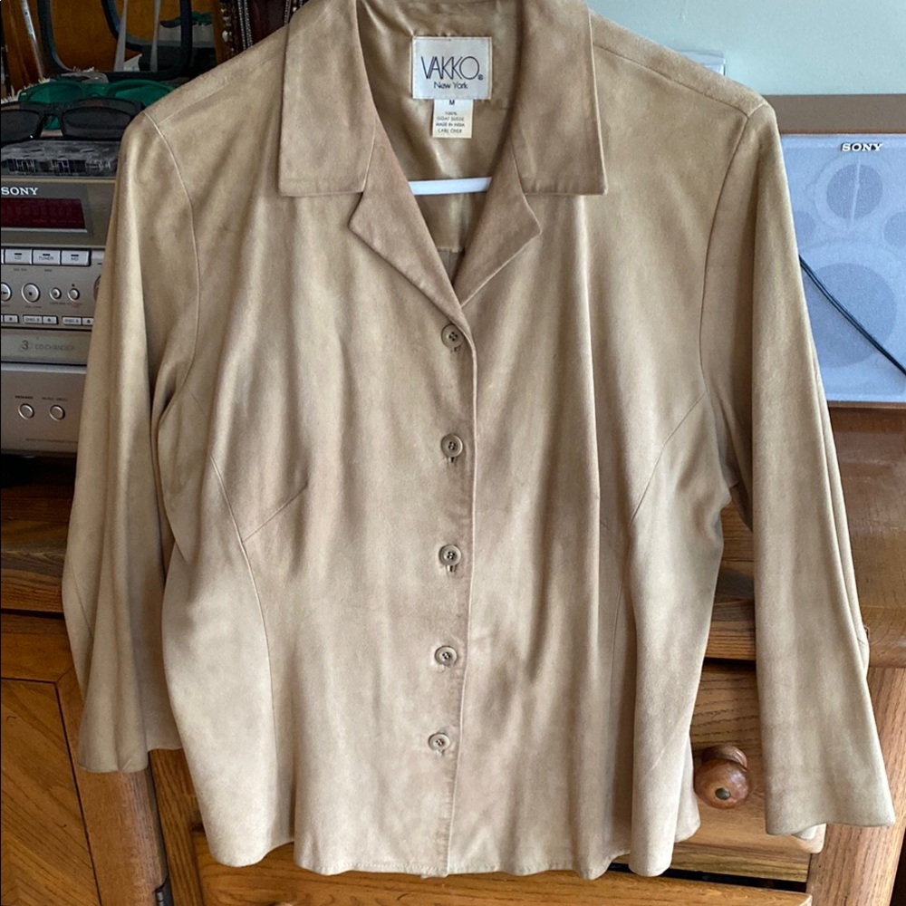 Vakko Tan Women's Suede Blouse
